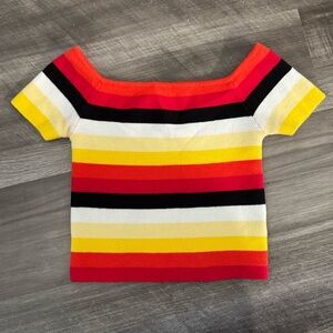 Striped Off-Shoulder Crop Top
